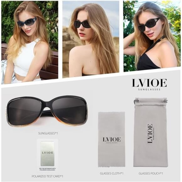 Polarized Sunglasses for Women Trendy Wraparound Butterfly Decoration